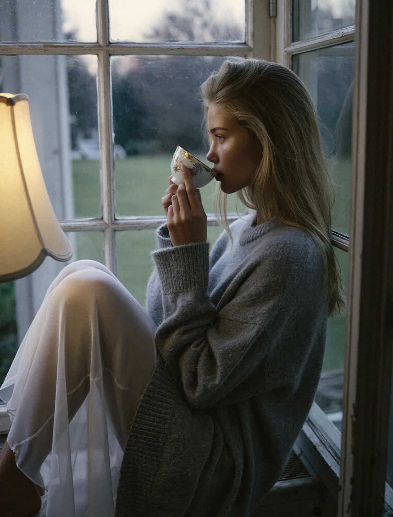Victoria Van Der Berg drinking tea.