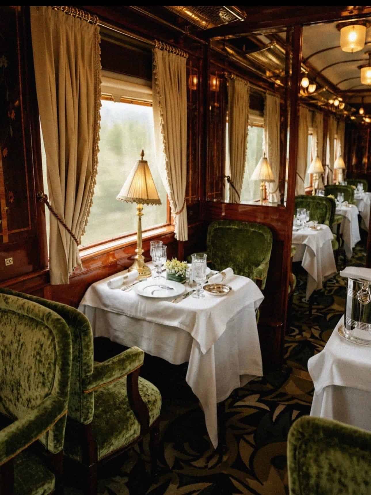 Dining car on the Orient Express.