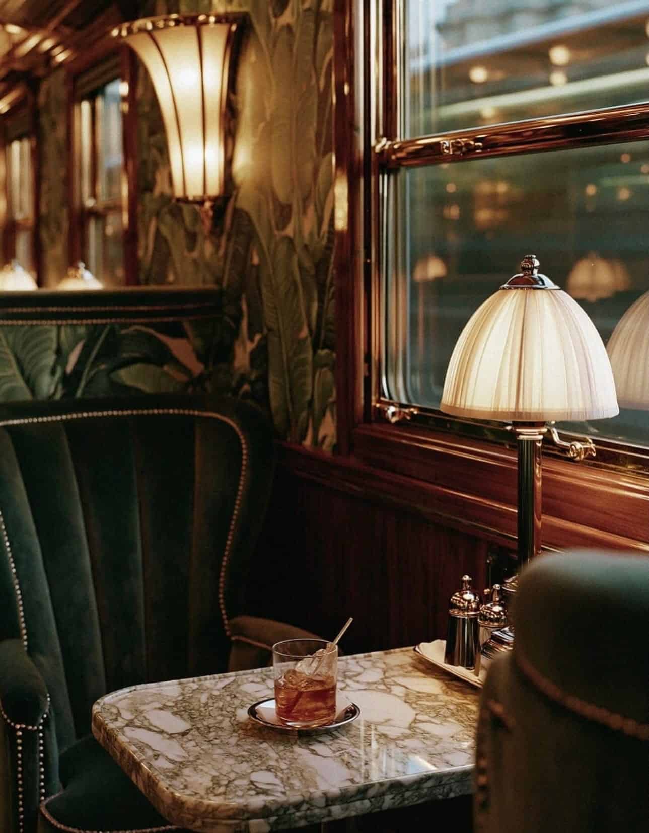 Drinks on the Orient Express train.