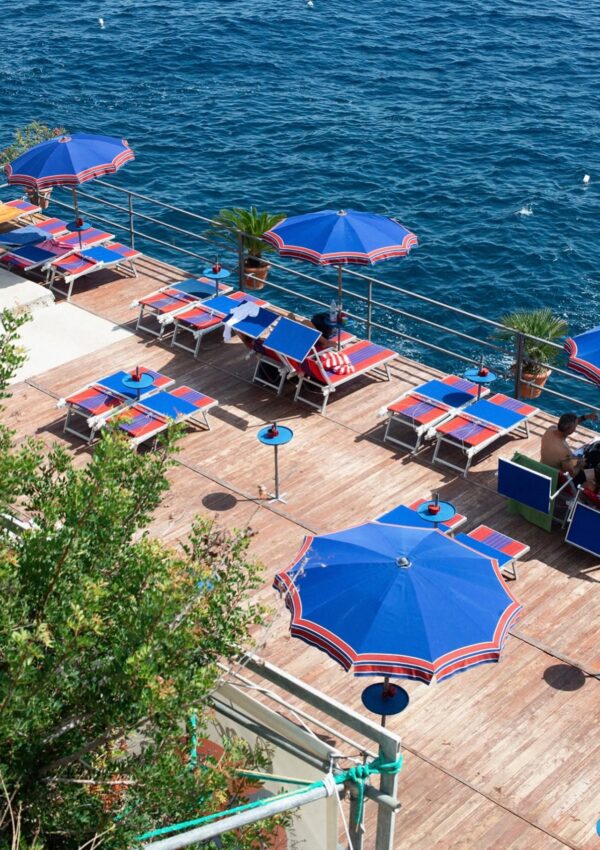 A view of Lido di Conca's beach umbrellas.