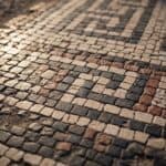 Mosaic tile floor at Pompeii, Italy.