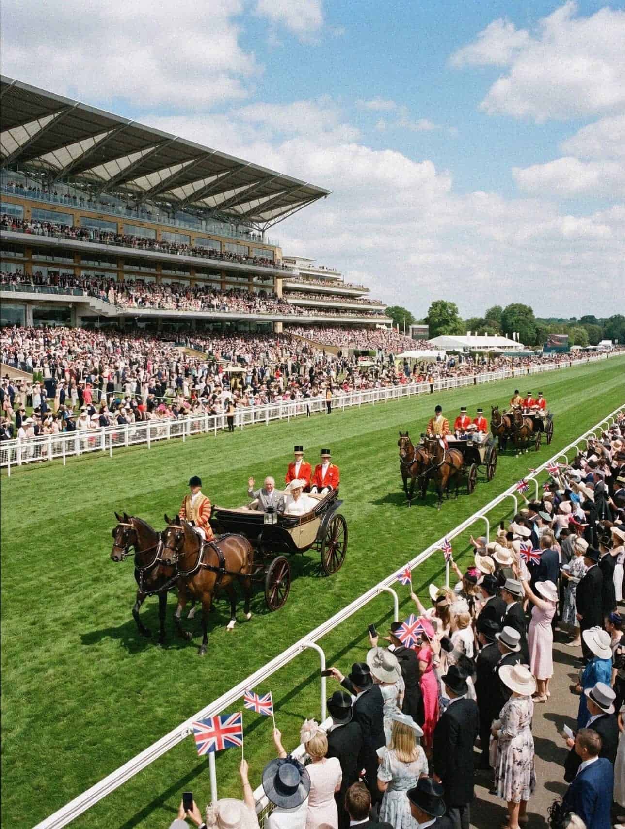 Victoria Van Der Berg watching the Royal Procession arrive at Ascot Racecourse in Berkshire