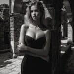 Victoria Van Der Berg leaning against a stone archway in the ancient ruins at Pompeii, Italy.