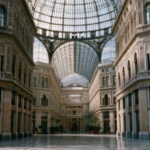 Interior of Galleria Umberto I in Naples with its magnificent glass and iron dome