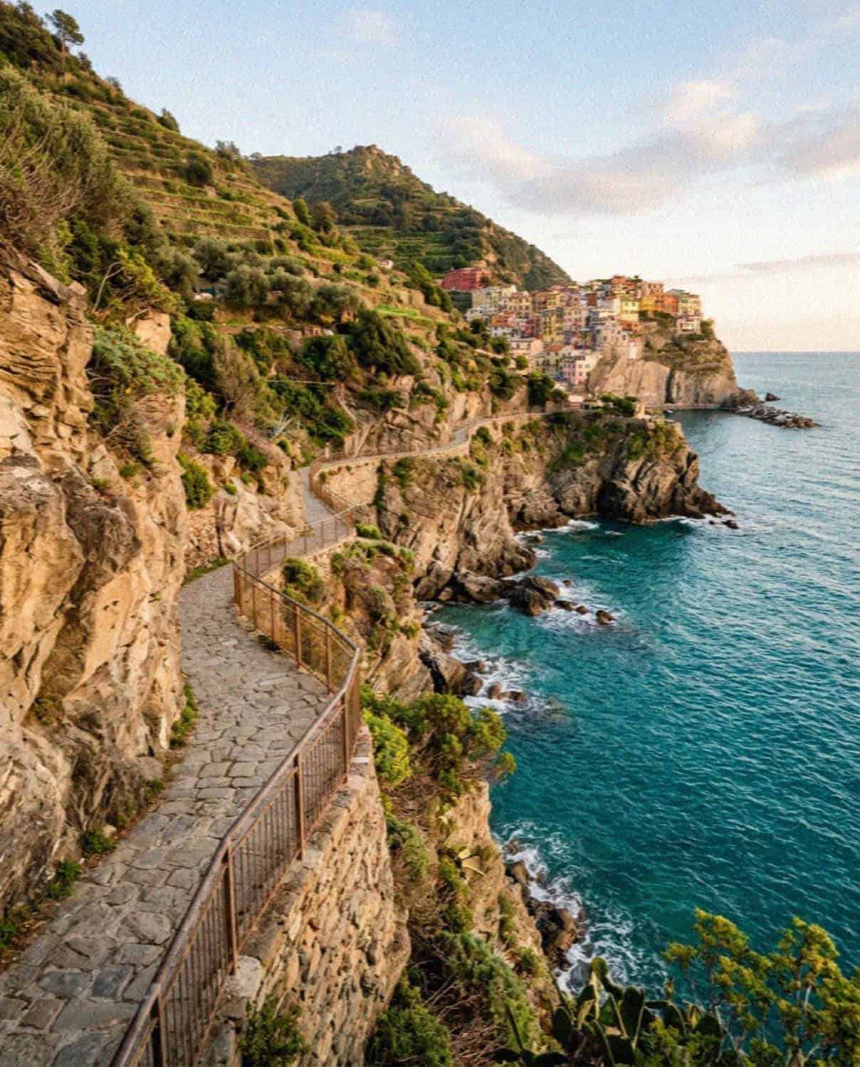The Sentiero Azzurro blue trail coastal footpath along the terraced cliffs of Cinque Terre