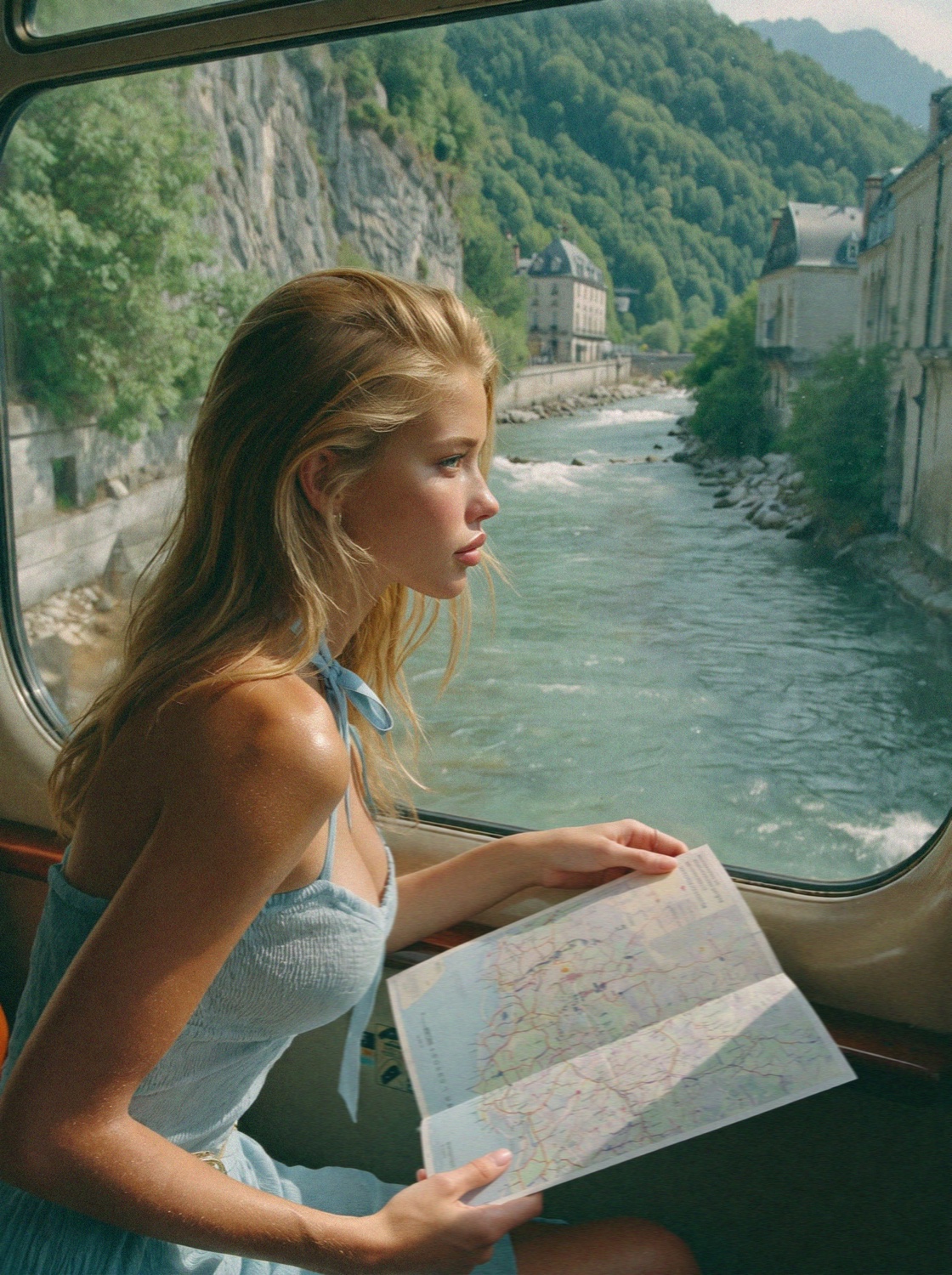 Victoria Van Der Berg on the coastal train to Cinque Terre