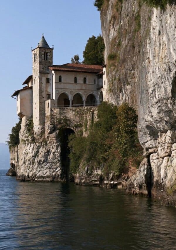 The cliffside monastery of Santa Caterina del Sasso above Lake Maggiore
