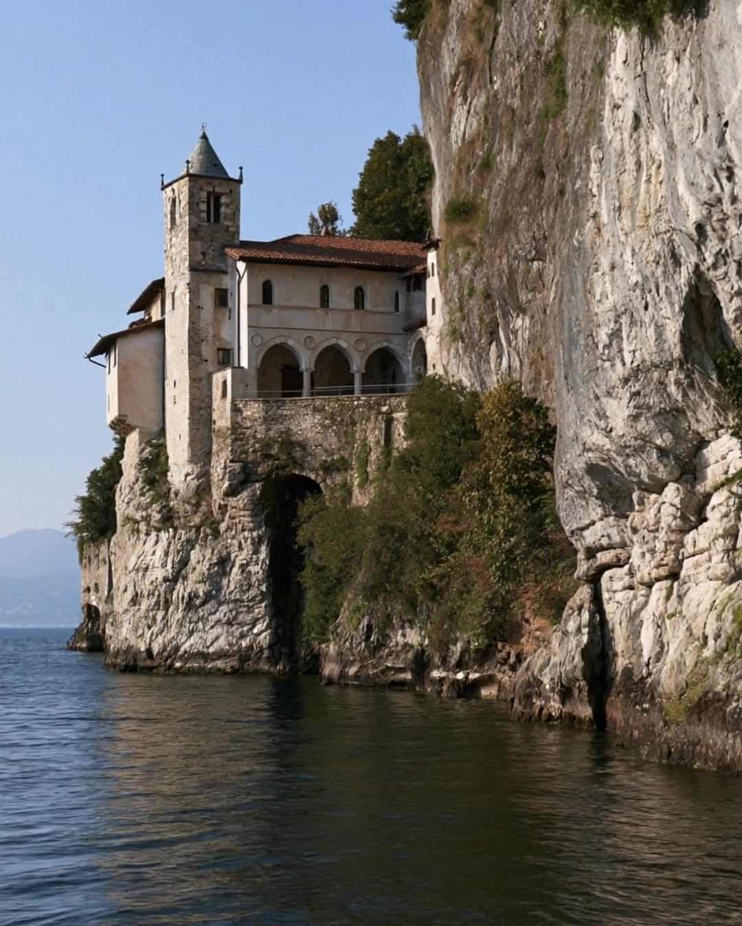 The cliffside monastery of Santa Caterina del Sasso above Lake Maggiore