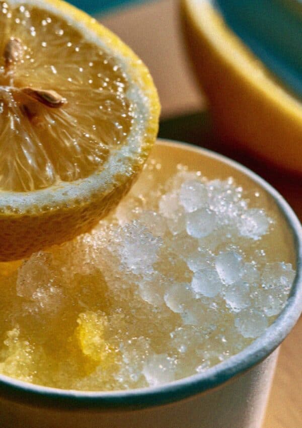 A lemon granita of crushed ice and real lemons on the promenade at Monterosso Cinque Terre