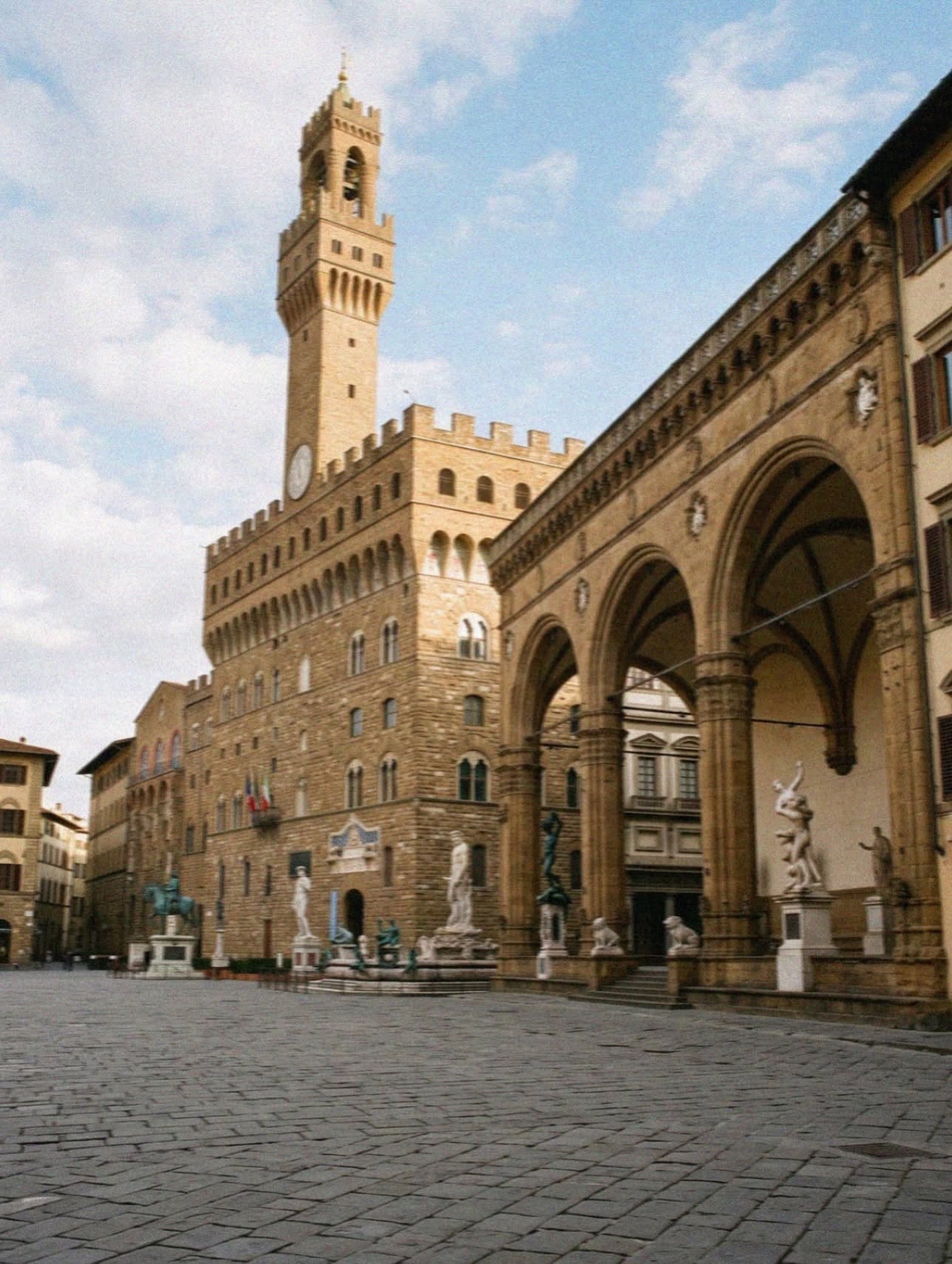 Piazza della Signoria with the Palazzo Vecchio and the Loggia dei Lanzi in Florence