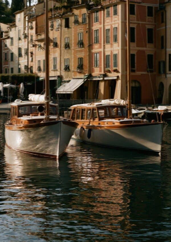 The Portofino harbour with boats and colourful facades
