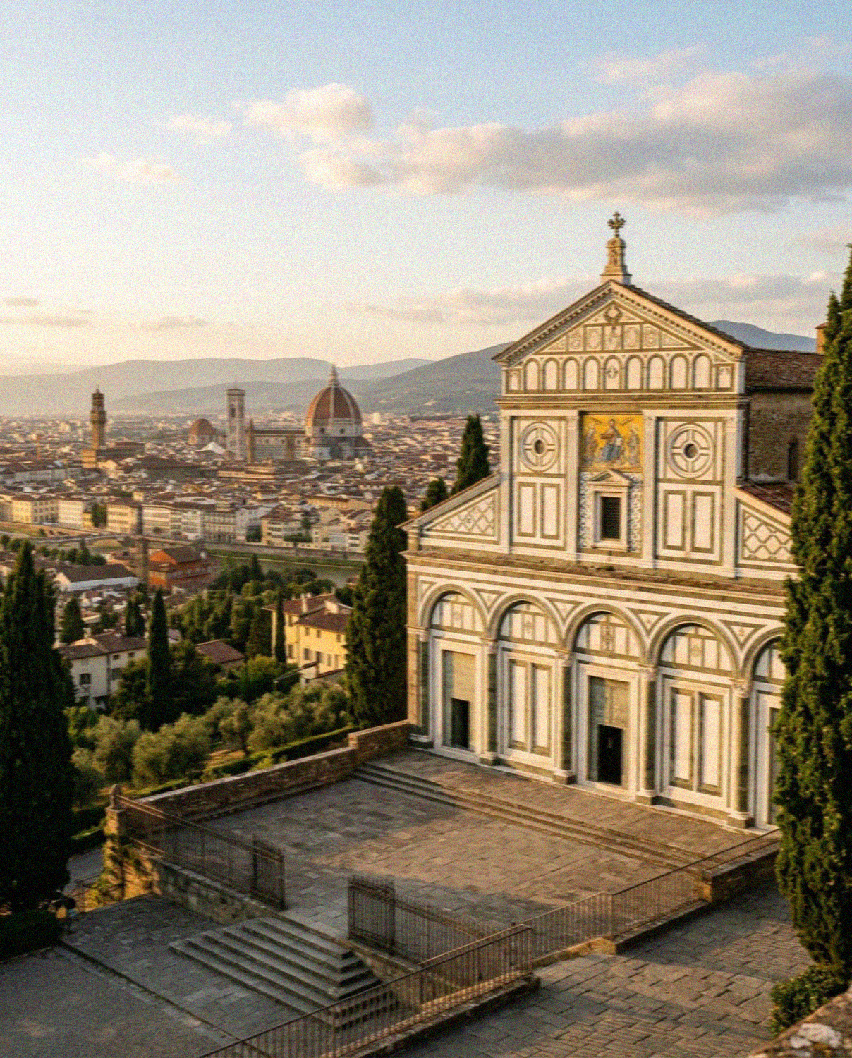 The church of San Miniato al Monte above Florence at dusk
