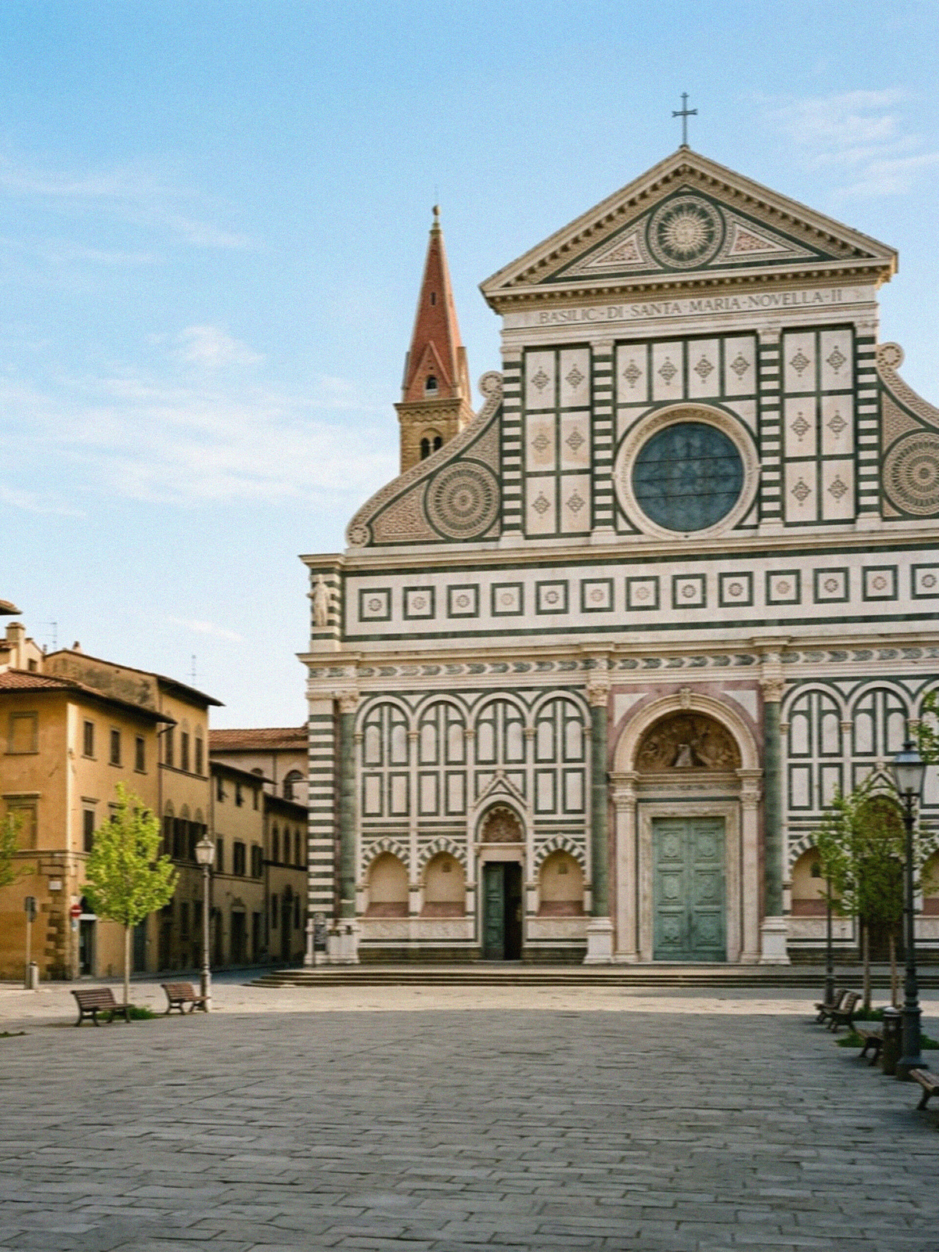 The marble facade of Santa Maria Novella in Florence