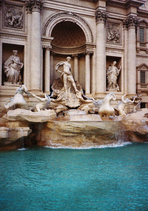The Trevi Fountain in Rome, with Oceanus and his tritons above the turquoise water