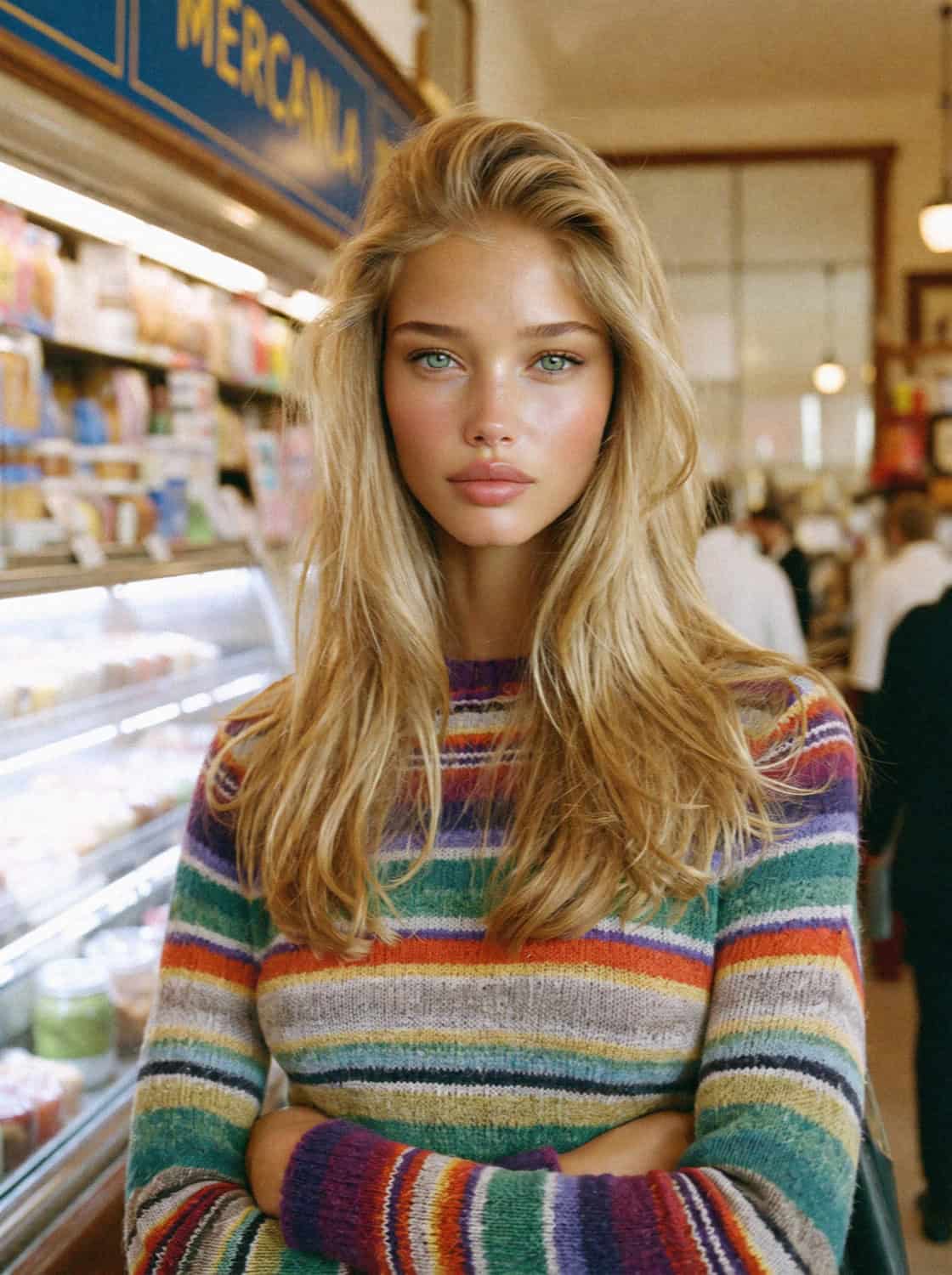 Victoria Van Der Berg in the Mercato Centrale food hall in Florence
