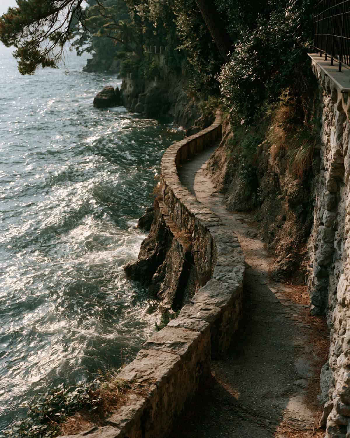 The seaside Passeggiata dei Baci stone path winding along the coast near Portofino