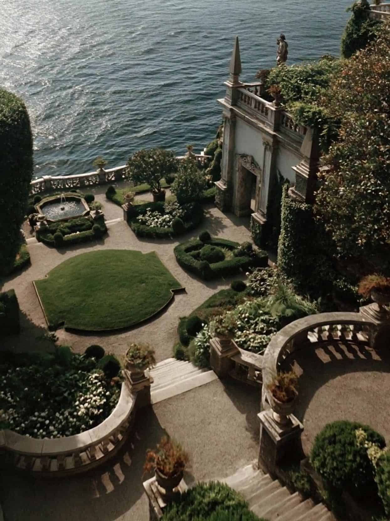 Formal villa gardens above Lake Como