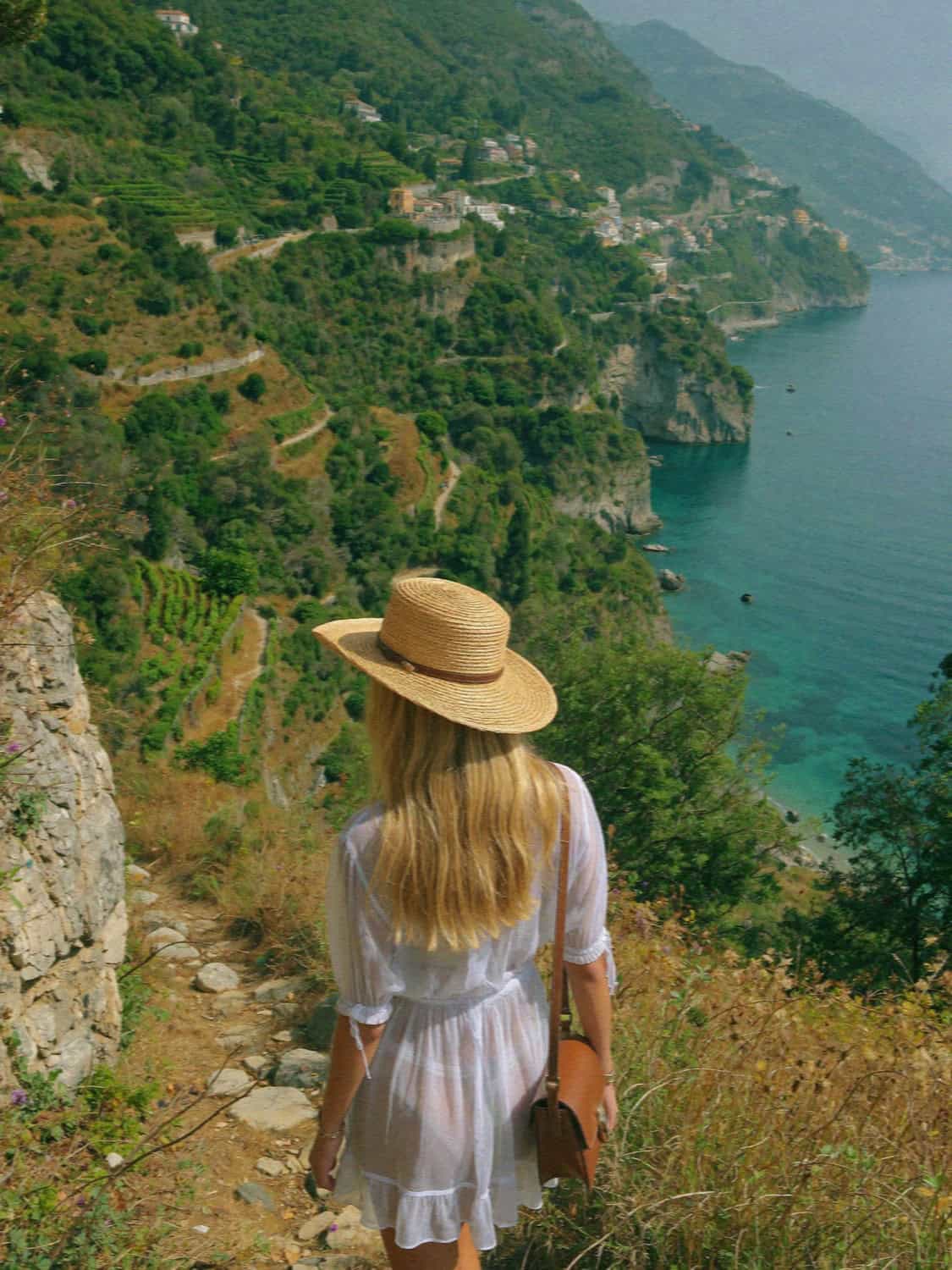 Victoria Van Der Berg looking over the Cinque Terre coast from the trail