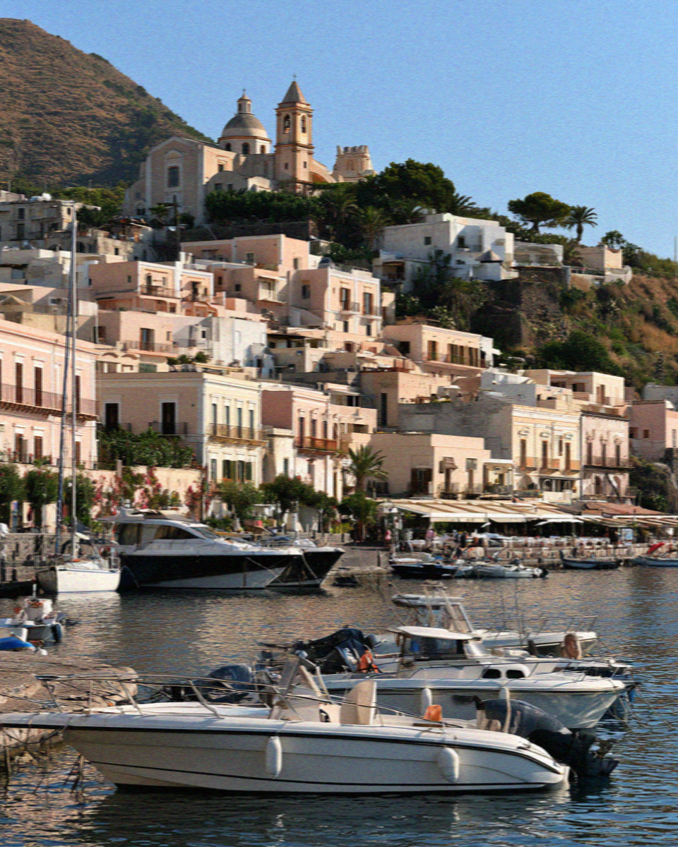 The waterfront of Lipari town in the Aeolian Islands, Sicily