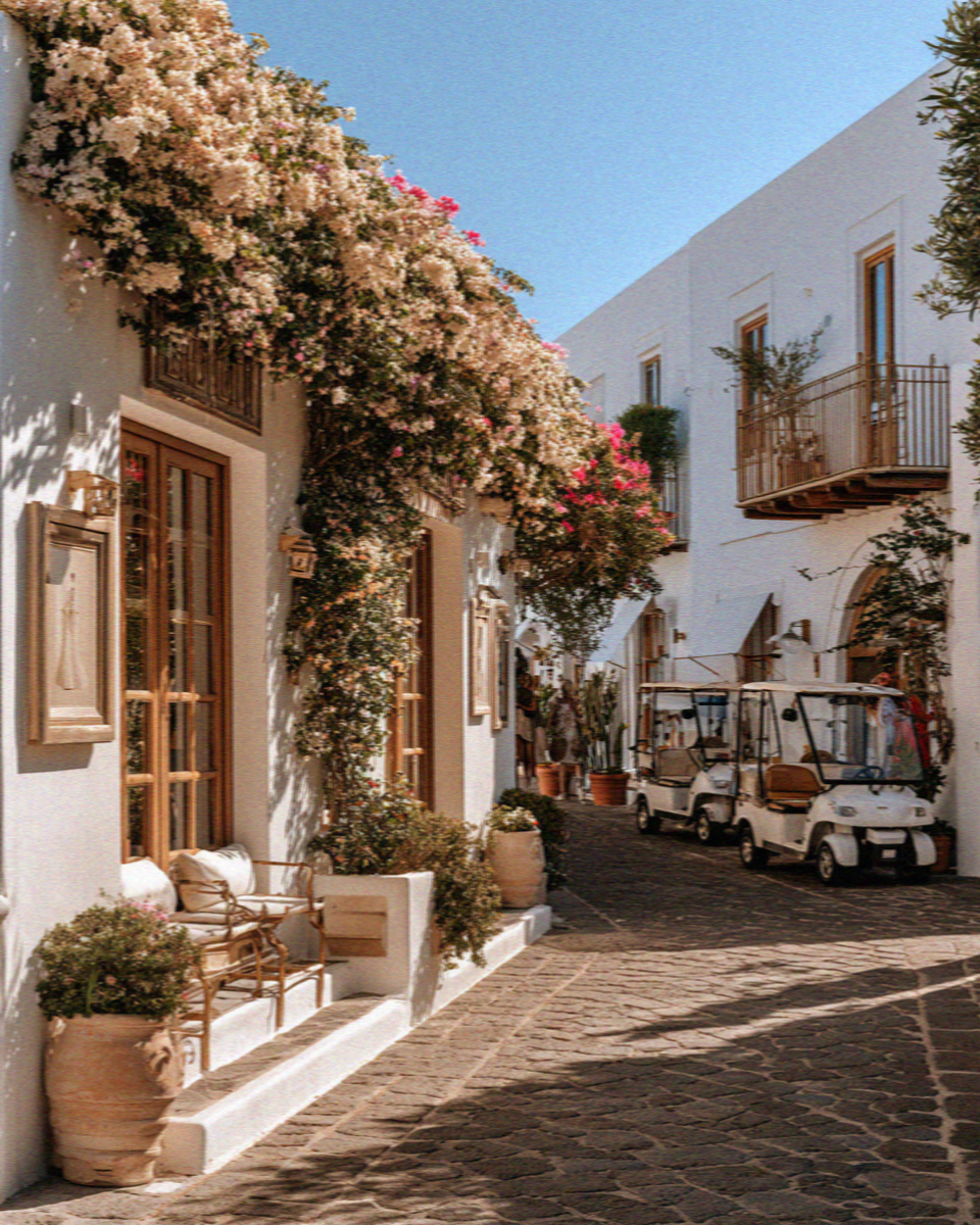 Whitewashed lanes and bougainvillea on Panarea in the Aeolian Islands