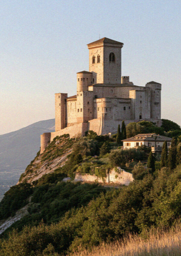 The Rocca Maggiore fortress above Assisi with the Umbrian valley below