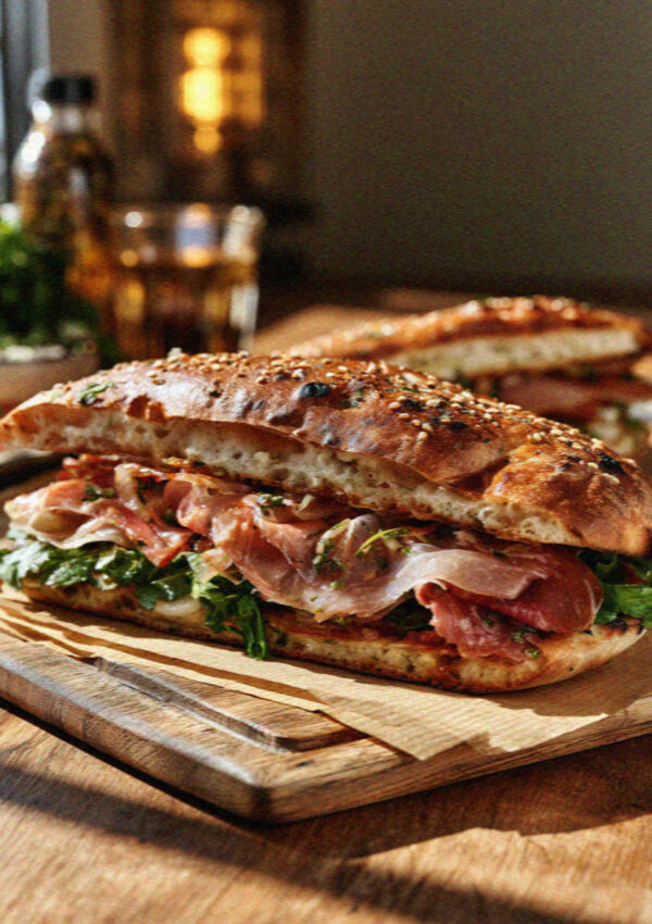 Torta al testo, Umbrian griddle flatbread filled with cured meats and greens