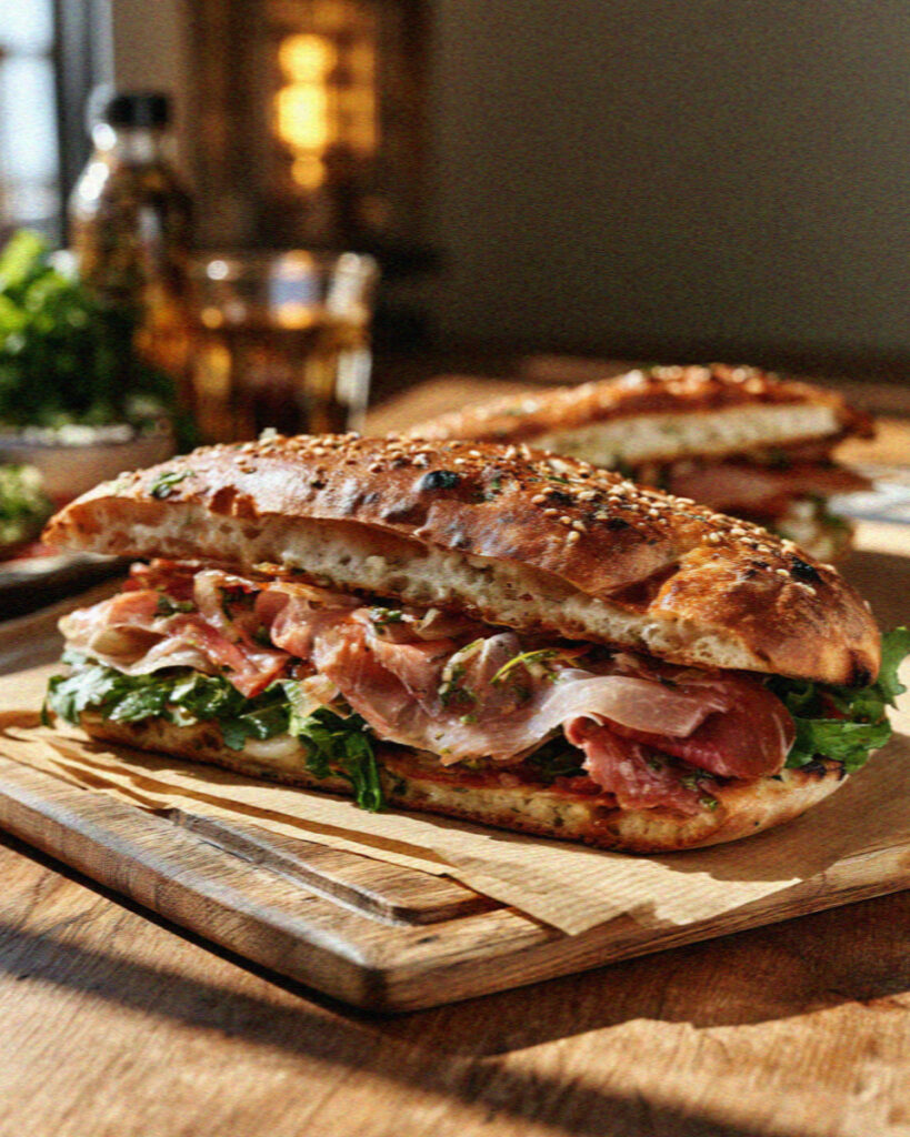 Torta al testo, Umbrian griddle flatbread filled with cured meats and greens