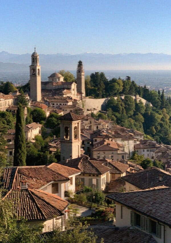 The campanone rooftops in Bergamo, Italy