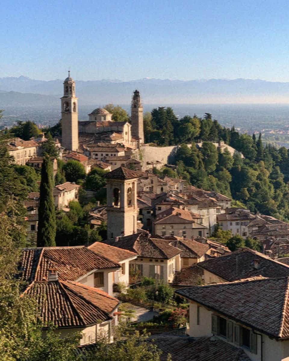 The campanone rooftops in Bergamo, Italy