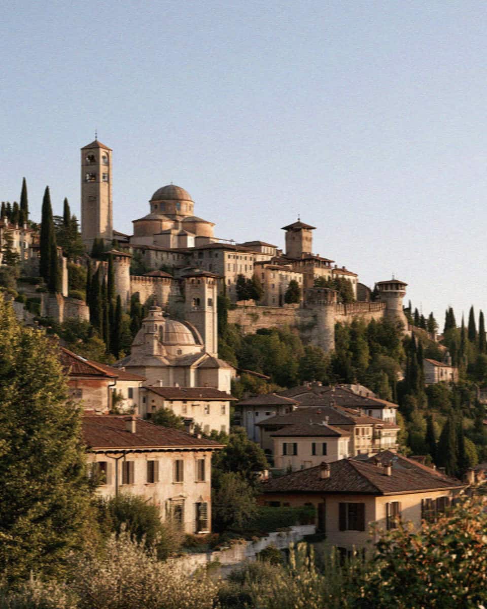 The citta alta skyline in Bergamo, Italy