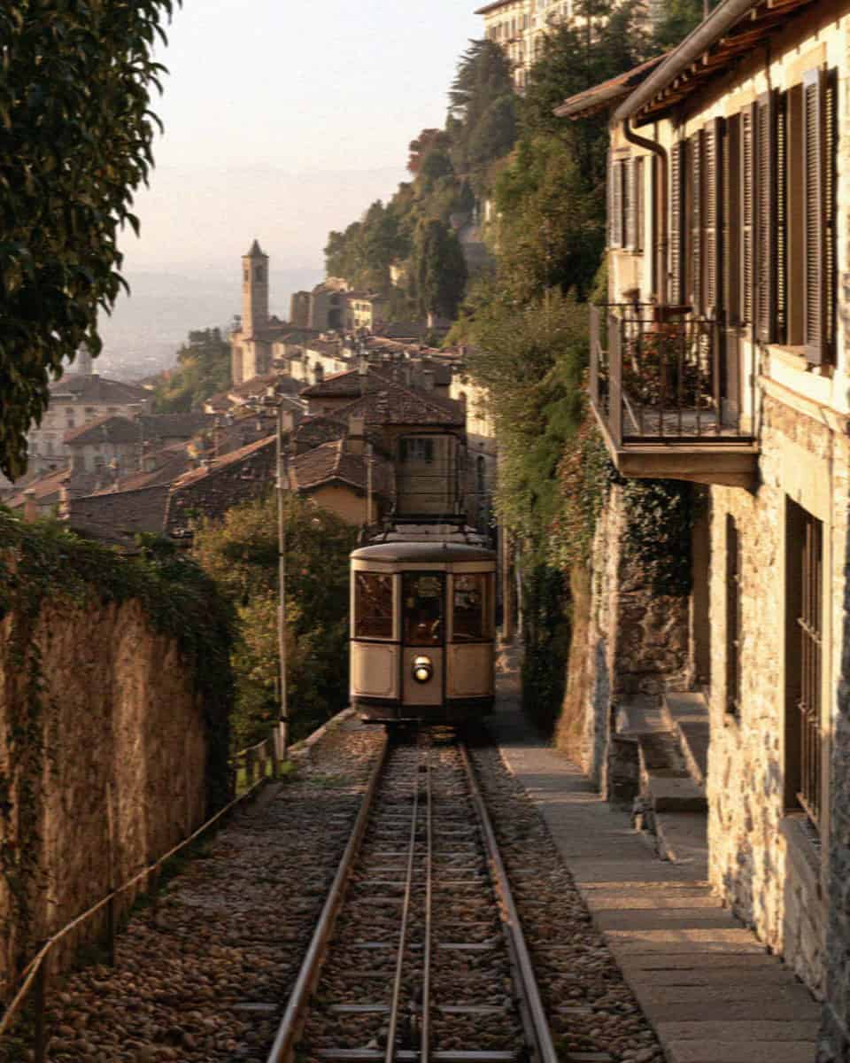 The funicular in Bergamo, Italy