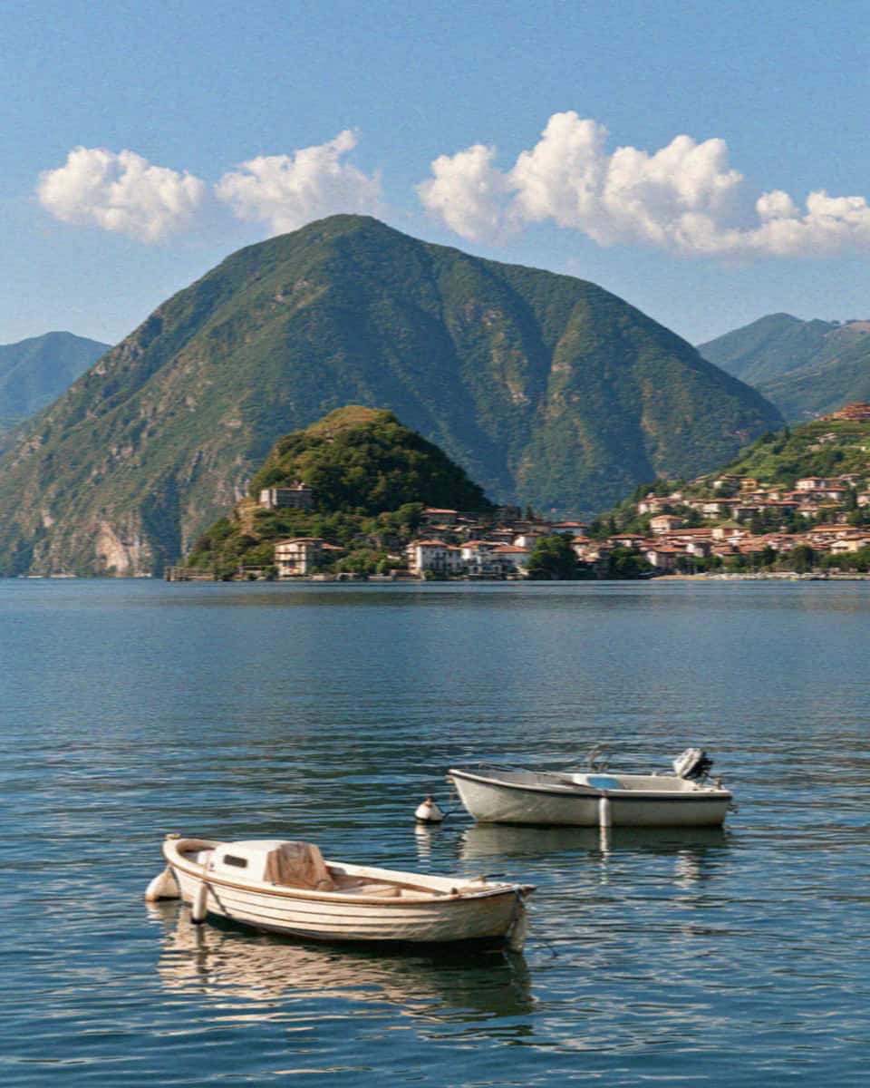 The lake iseo monte isola in Bergamo, Italy