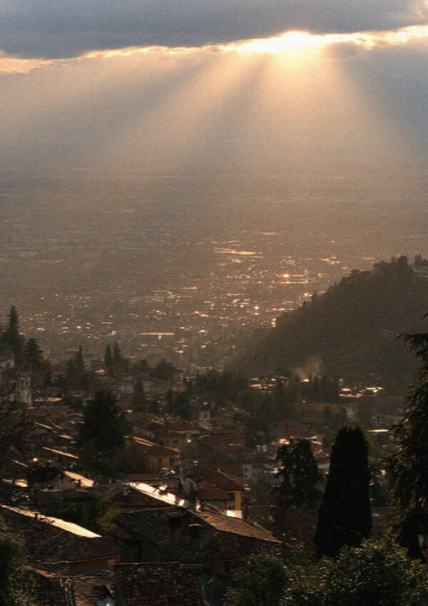 The Lombard plain from Bergamo at dusk