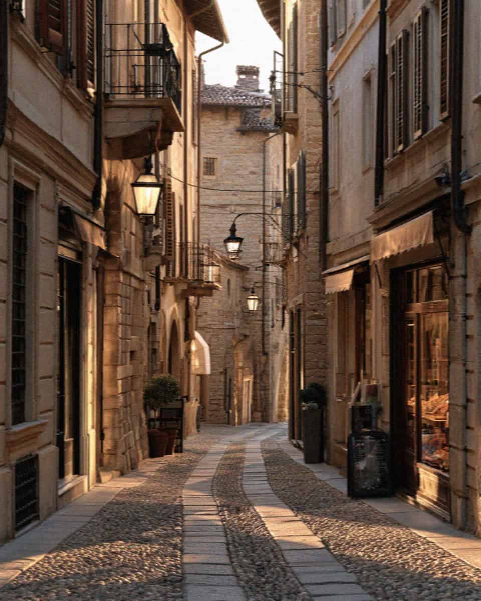 The old town street in Bergamo, Italy