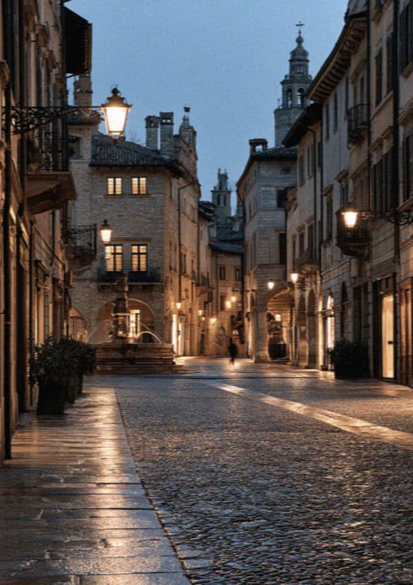 The piazza vecchia night in Bergamo, Italy