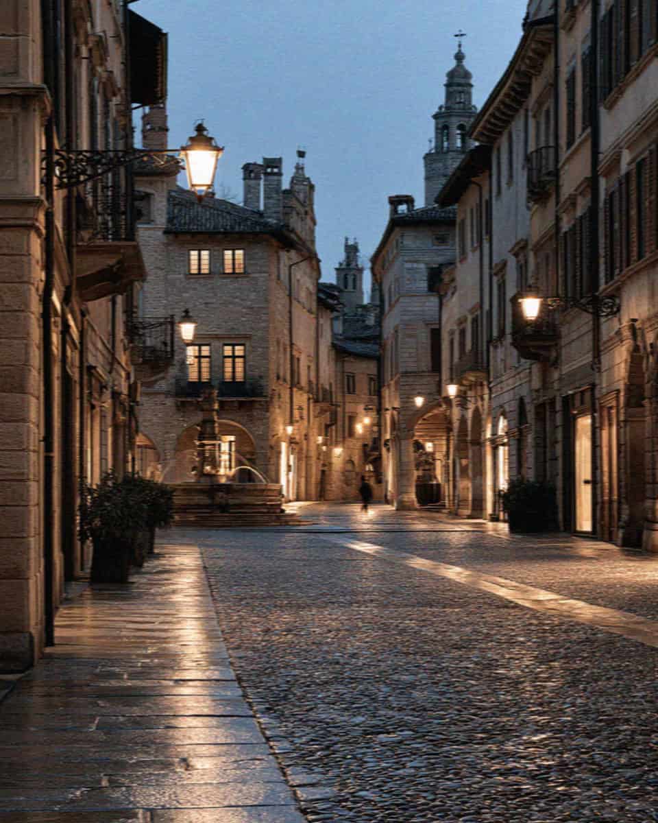 The piazza vecchia night in Bergamo, Italy