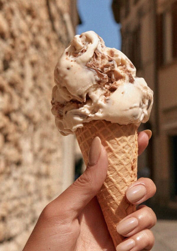 The stracciatella gelato in Bergamo, Italy