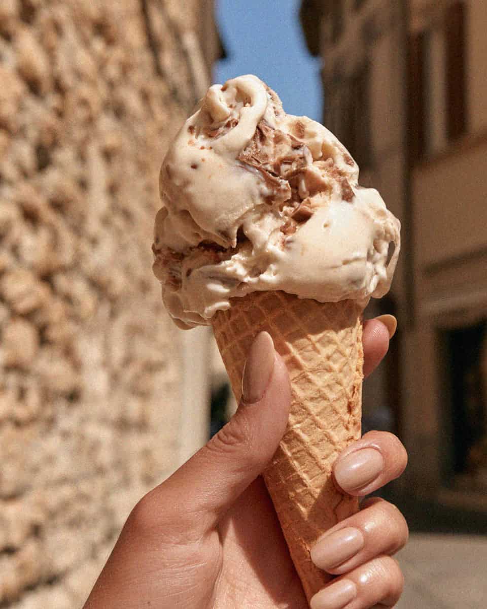 The stracciatella gelato in Bergamo, Italy