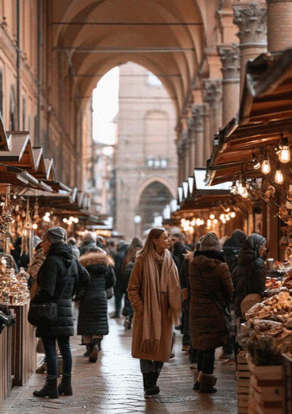 A Christmas market in Bologna