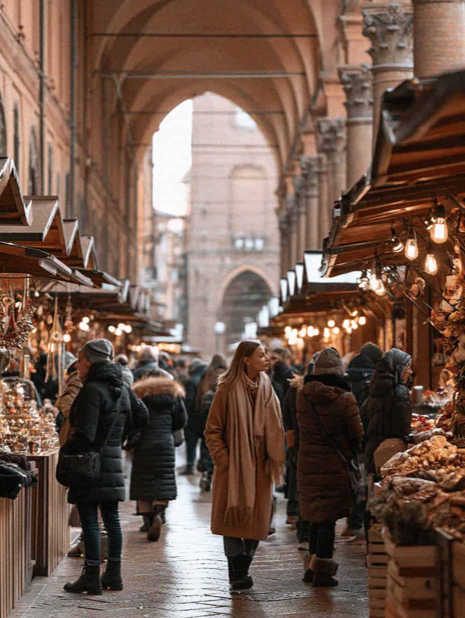 A Christmas market in Bologna
