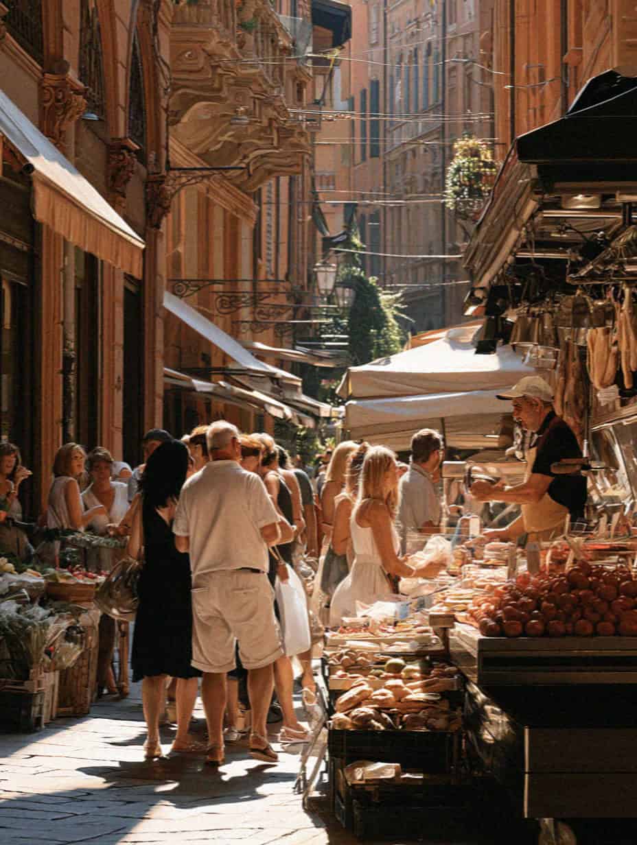 The Quadrilatero market district of Bologna