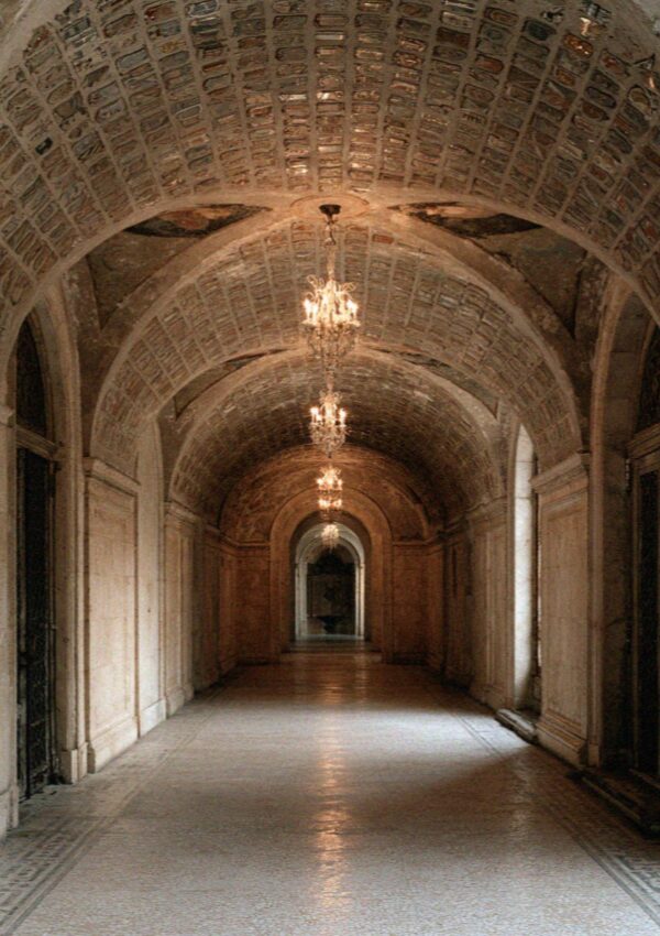 A vaulted corridor in an old Bologna building