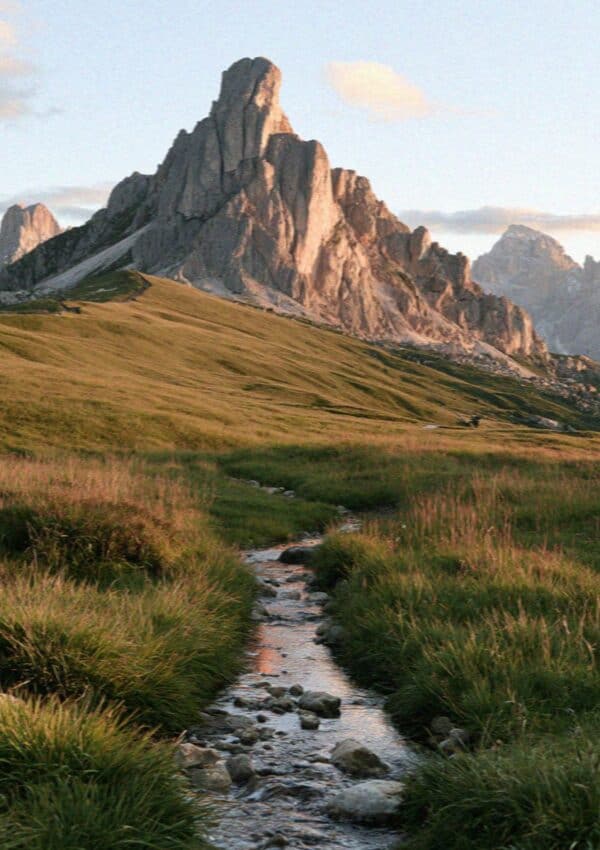 The pointed peaks above Passo Giau in the Dolomites