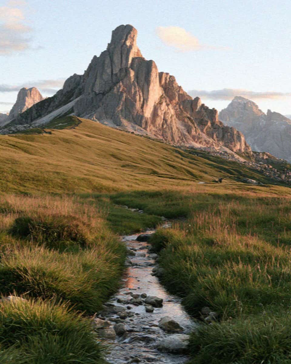The pointed peaks above Passo Giau in the Dolomites
