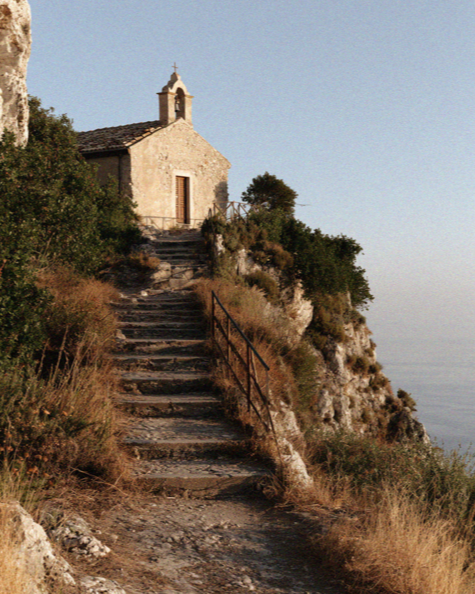 A hill village church on a ridge near Taormina in Sicily