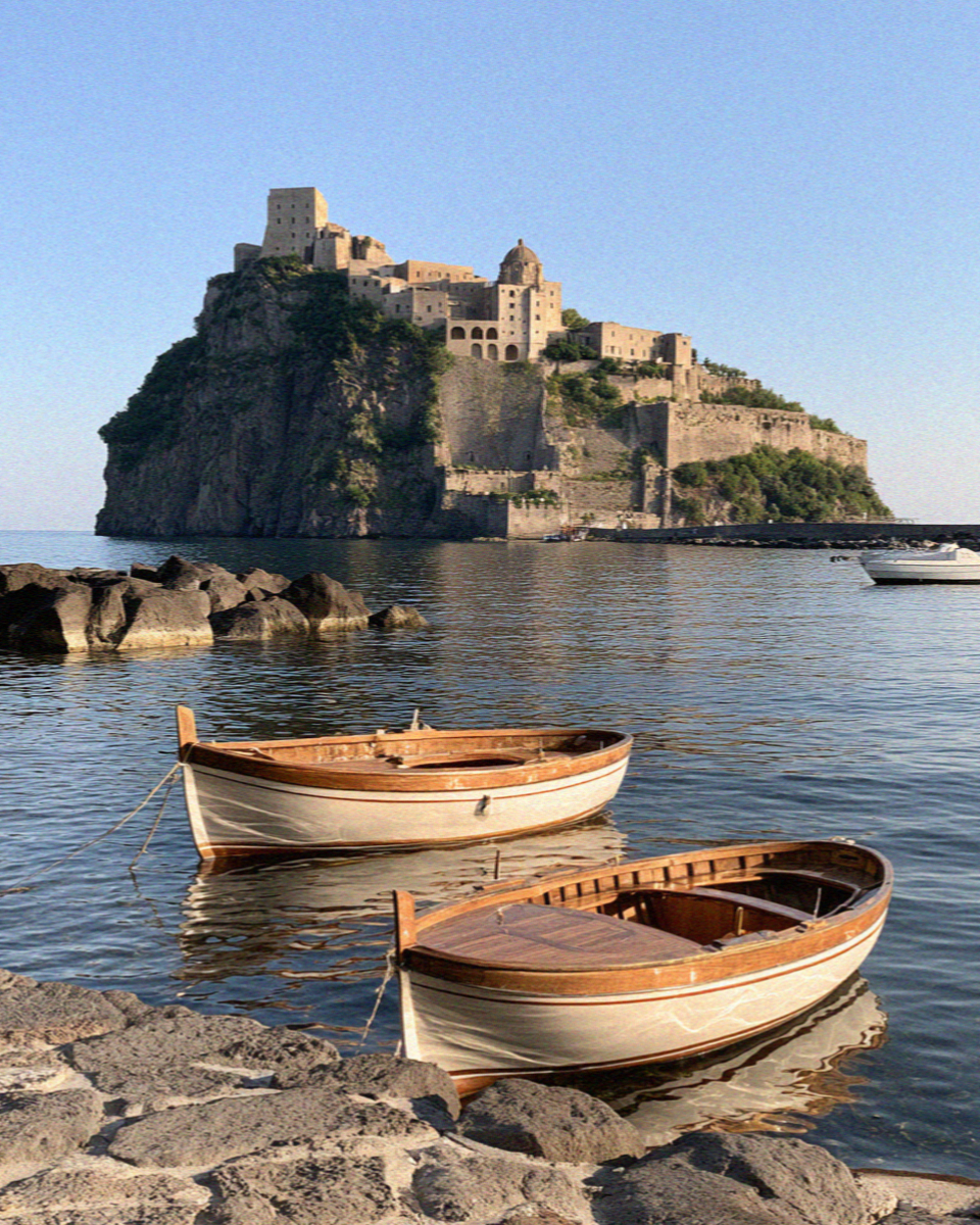Cartaromana Castle View on the island of Ischia in the Bay of Naples