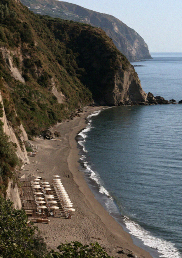 Maronti Beach Aerial on the island of Ischia in the Bay of Naples