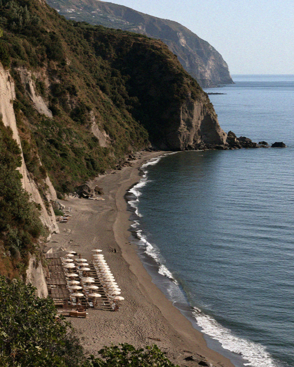 Maronti Beach Aerial on the island of Ischia in the Bay of Naples