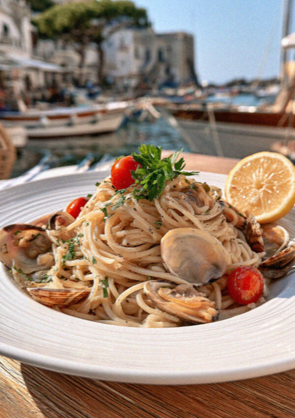 Seafood Spaghetti on the island of Ischia in the Bay of Naples