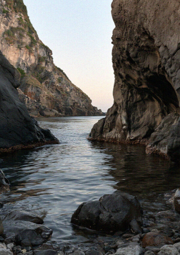 The cove at Sorgeto on Ischia in the grey light before sunrise